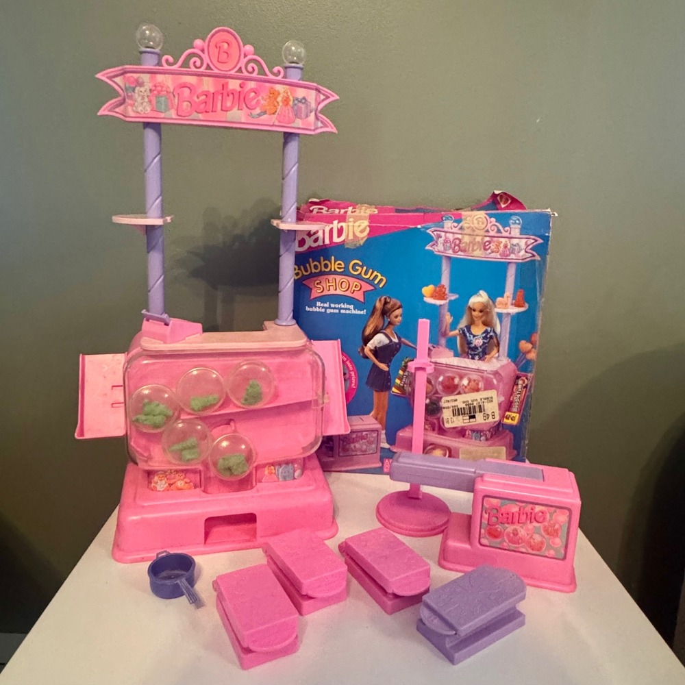 Vintage 1994 Mattel Barbie Bubble Gum Shop Playset Store & Retro Box - Working!